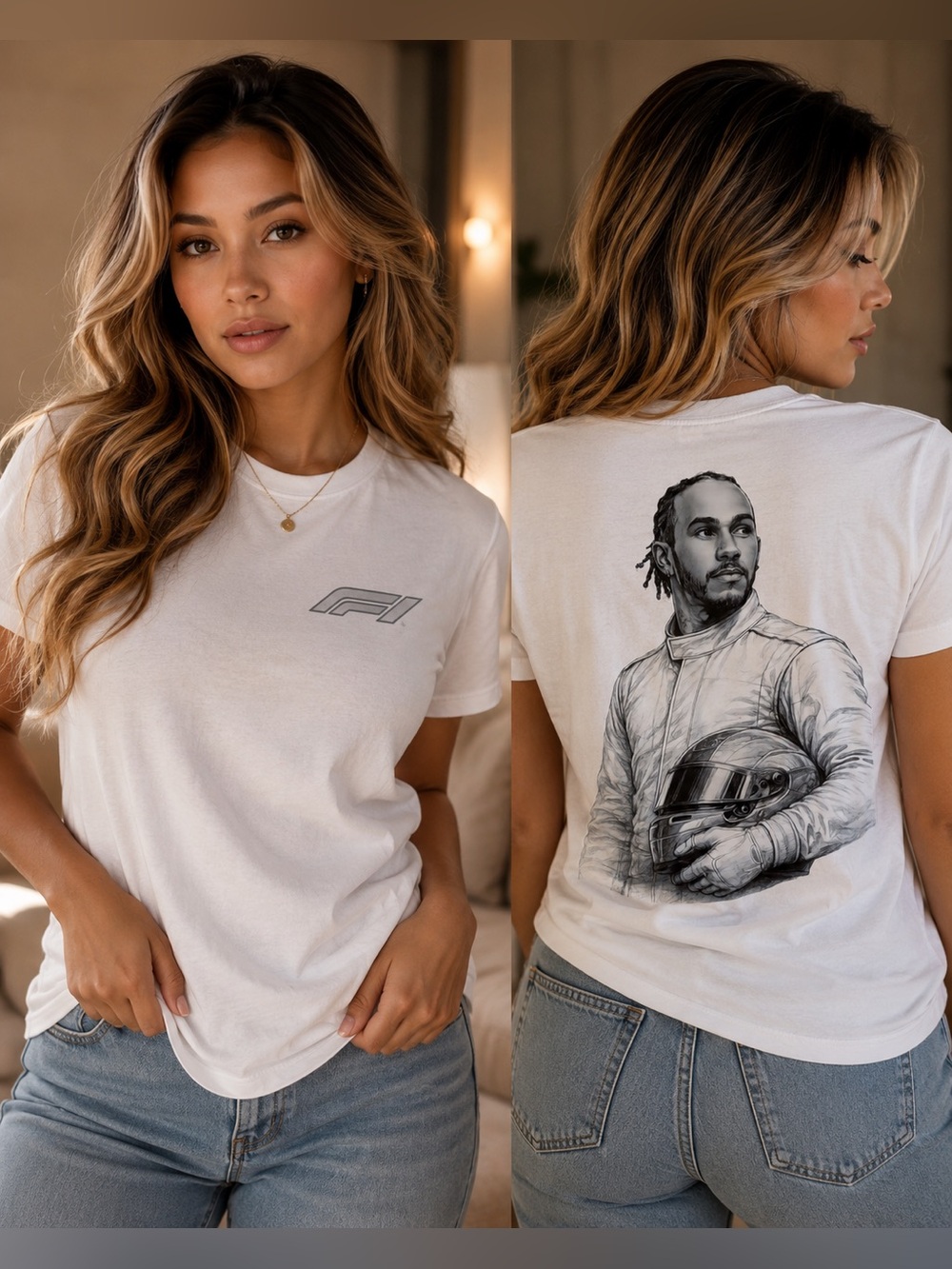 Formula Racing Driver Graphic Tee | White Motorsports Inspired T-Shirt Unisex M